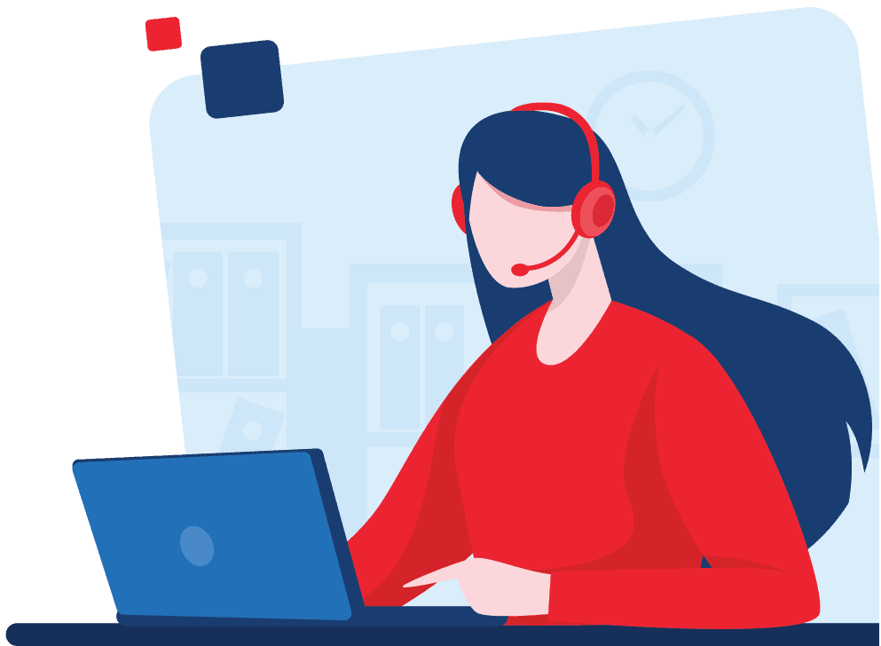 Vector of a woman working on a headset