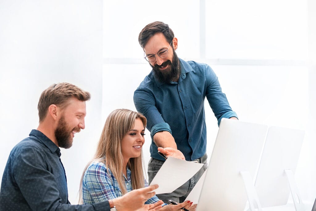 Group of Employees working together thinking of Effective Business strategy for expansion