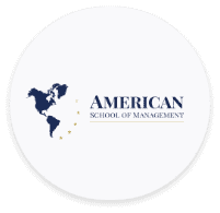 Logo of American School of Management. Benefits for NEARSOL Guatemala
